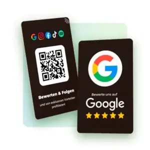 Google Bewertungskarte (schwarz), NFC / QR-Code
